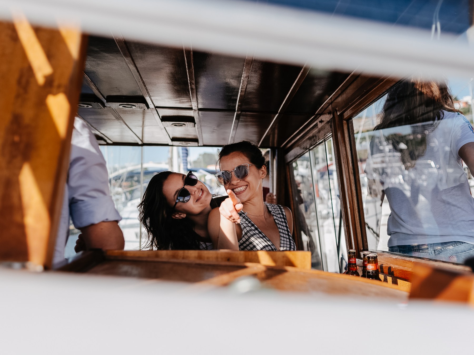 Girls having fun sailing 360