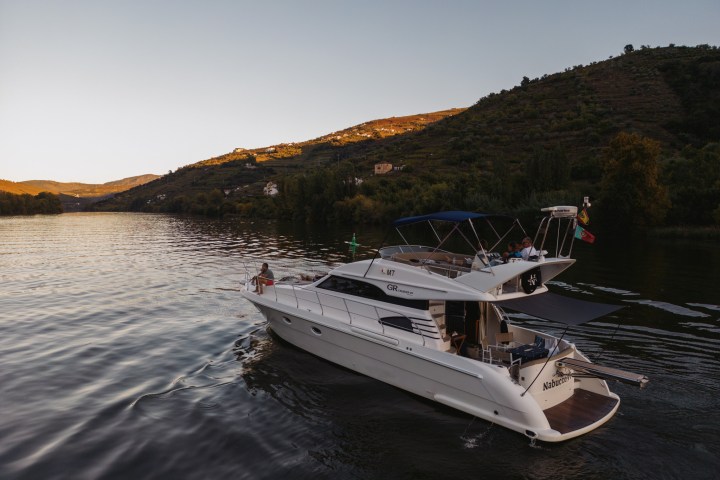 a small boat in a body of water