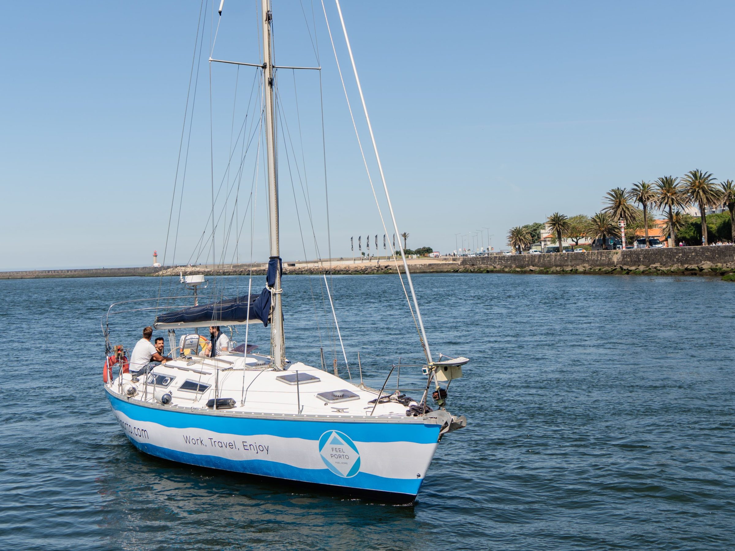 A sailboat in Douro River, Porto, Portugal